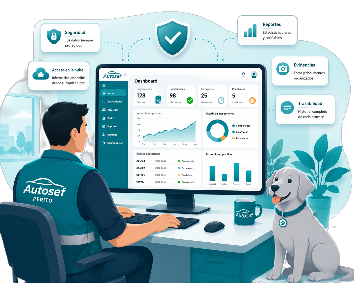 Dashboard de reportes e informes técnicos Autosef